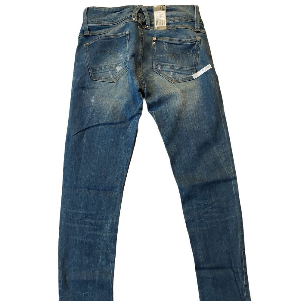 Retro Vintage G-Star Raw Lynn Skinny Eslow Destroyed Denim Blue Jeans Sz 25 NWT - Picture 7 of 11